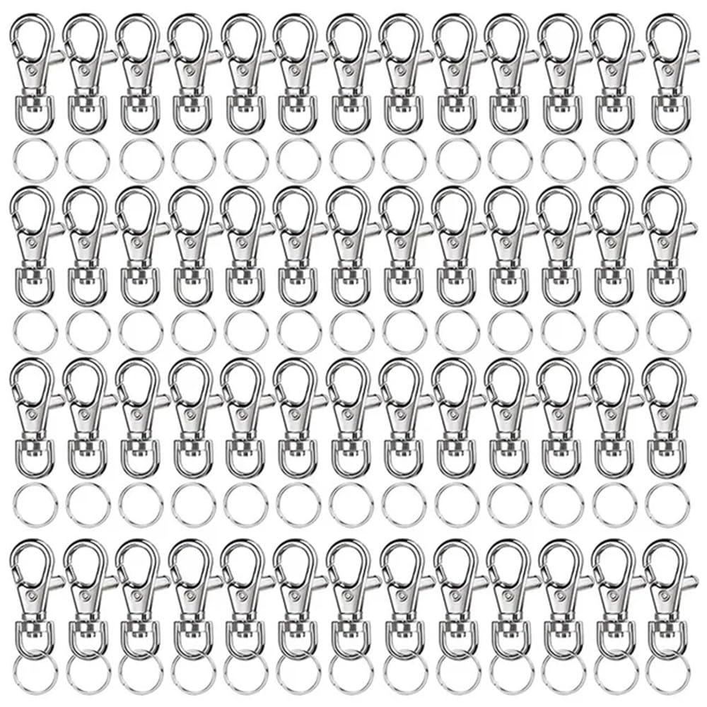 200 Pcs Keychain Hooks with Key Rings,1.38inch Metal Swivel Lobster Claw Clasps for DIY Crafts, Lanyard Making.(Claw Clasp 100pcs+Key Ring 100pcs)