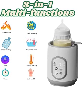 Brightway Baby Bottle Warmer with LCD Display, Timer, Smart Temp Control, Auto Shut-Off, Food Warmer & Defrost Function, BPA-Free for Breastmilk & Formula