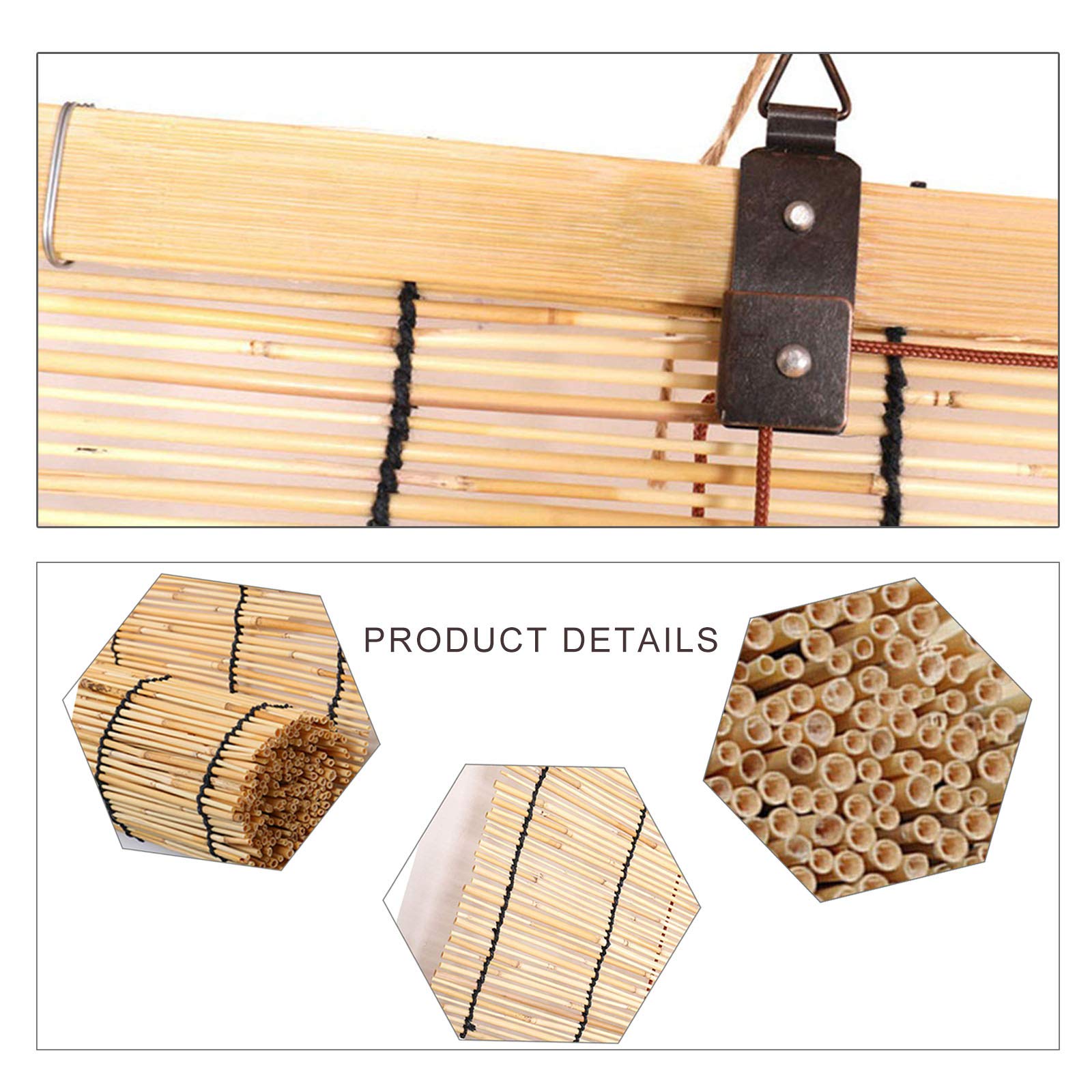 Jolan Persiana De Bambú Caña,Persianas Enrollables De Bambú Son Opacas,Cortinas De Paja Sunshade,Estor Enrollable Natural,Varios Tamaños,60 Cm 70 Cm 80 Cm 90 Cm 100 Cm 180 Cm