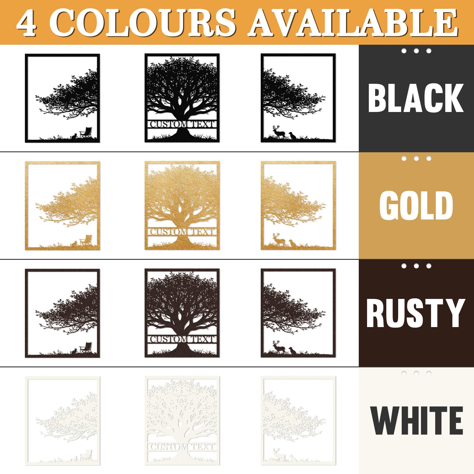 Duckbe Decoración de pared de metal personalizada, 3 letreros de metal, arte de pared de árbol de la vida, esculturas de pared de árbol genealógico, letrero de nombre personalizado para el hogar,
