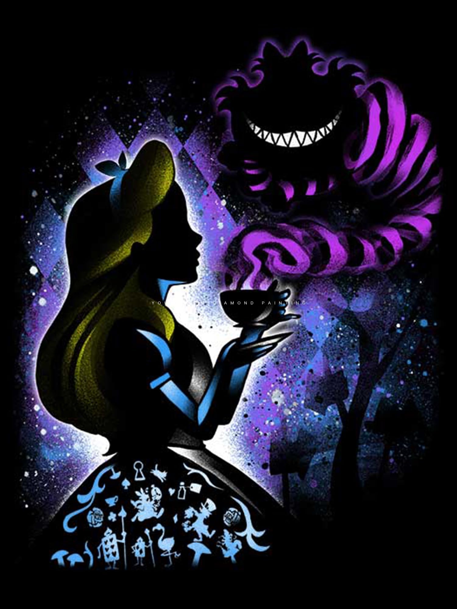 Youtheart Painting with Diamonds Alice Diamond Art, 5D Full Drill Cross Stitch Embroidery Kits, DIY Wall Décor