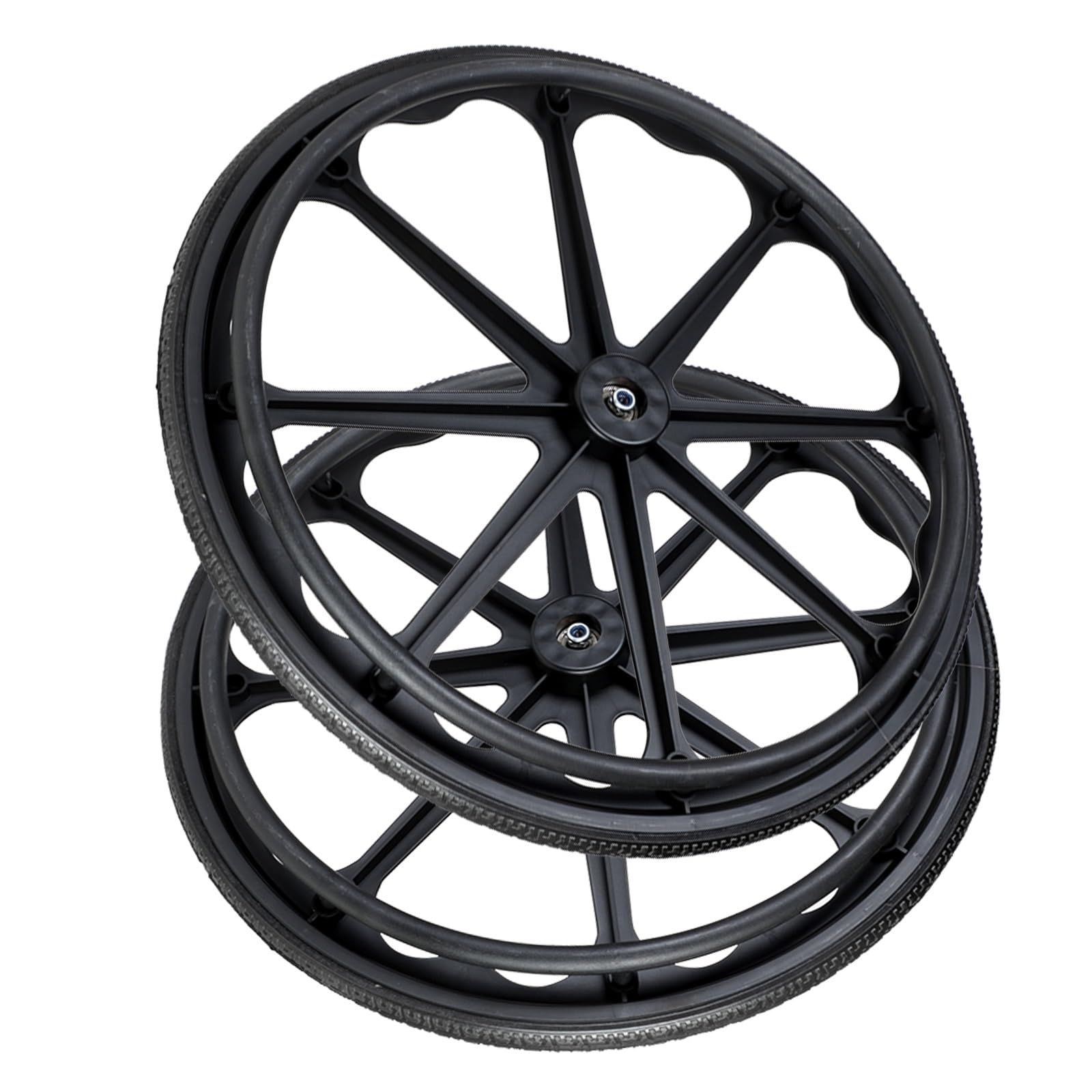 HJXGQJM Wheelchair Caster Assembly, Rear Wheels For Wheelchair For 24 Inch Wheelchairs, Polyurethane Solid Tire Rear Wheelchair Wheel Assembly, for Disabled Old People(24Inch/60cm(2Count))