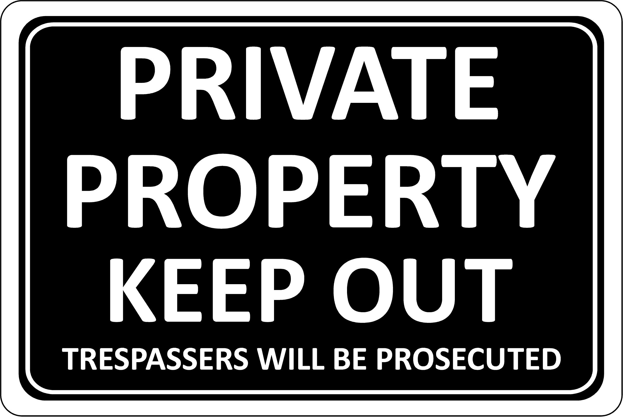 Private property keep out Trespassers will be prosecuted Safety sign - Self adhesive sticker 200mm x 150mm