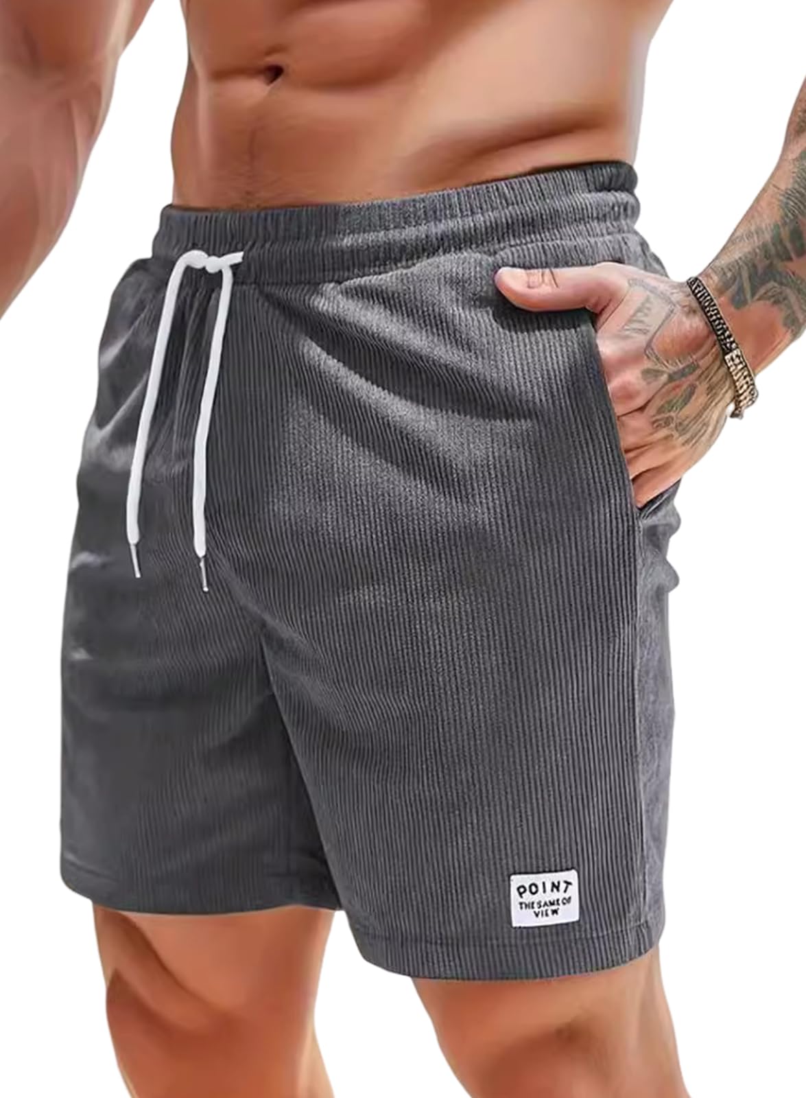 Vorvowry Kurze Hose Herren Sommer Corduroy Bequem und Locker Shorts Weich Baumwolle Sport Kurze Hosen Männer Mode Freizeitshorts Elastische Taille mit Taschen