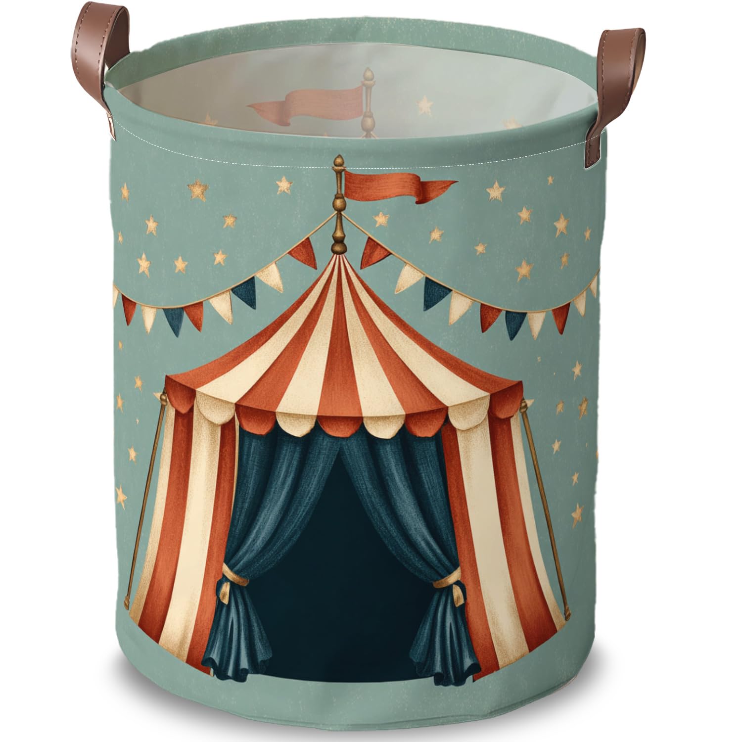 Funky Circus Tent Laundry Basket, Kids Oxford Cloth Hamper, 15.75x19.7in