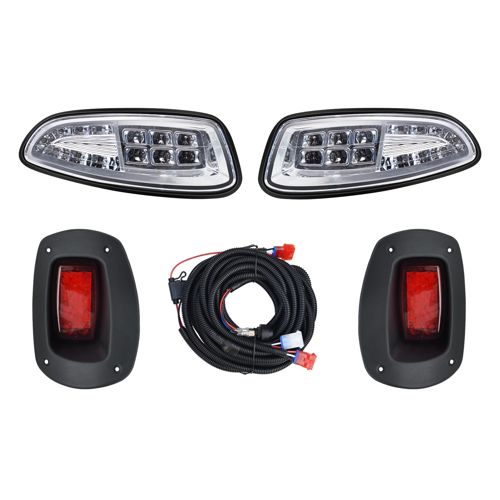 shu-ran golf cart led head tail light kits for ezgo rxv 2008-2015 gas & electric models 12 volts street legal front rear golf cart assembly kits for ezgo rxv