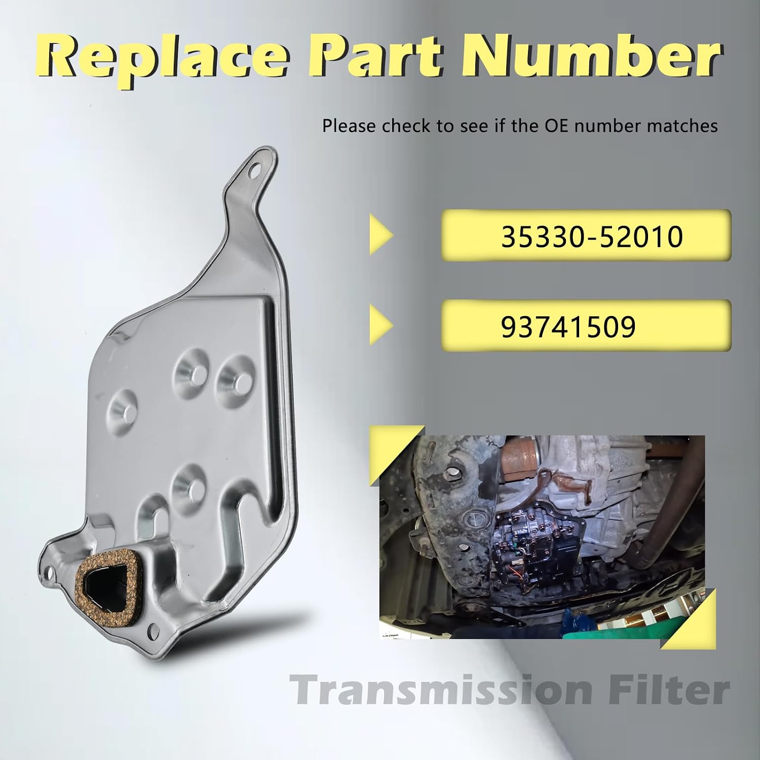 U440E U441E AW80-40LS Automotive Trans Transmission Filter Kits Oil Pan Gasket L4 1.2L 1.6L Compatible with Chevrolet Pontiac Aveo Spark Aveo5 G3 Wave 04-13# 35330-52010 93741509