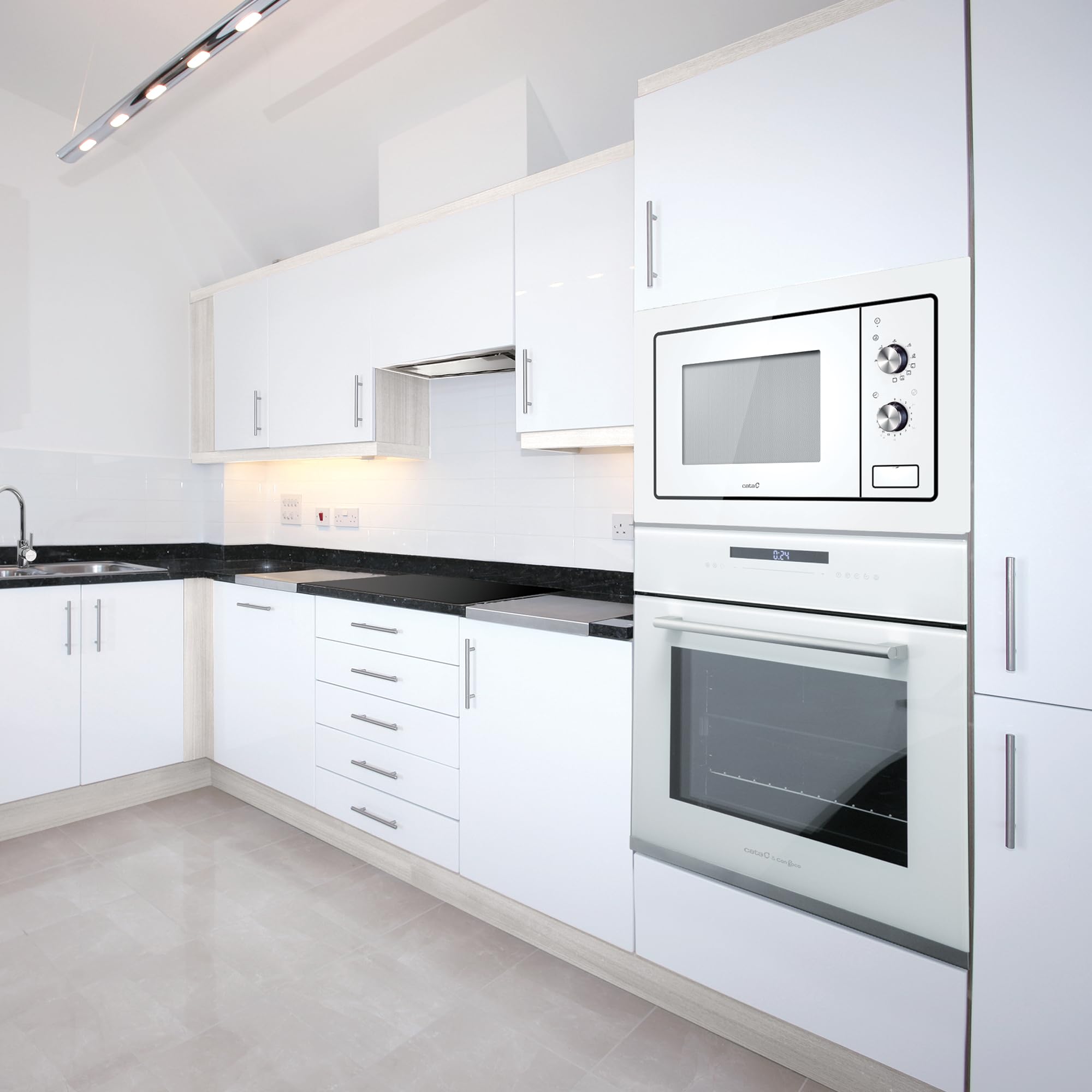 CATA - MMA 20 WH - Micro-ondes encastrable - Blanc - Intérieur en acier inoxydable - Installation dans un meuble haut - 5 niveaux de puissance - Gril de 1000 W - Avec minuterie - 20 L - Largeur 60 cm