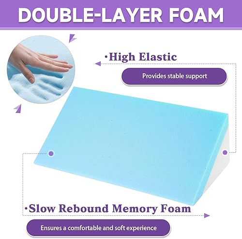 Miniatura 3 de Almohada de cuña pequeña, almohada de cuña pequeña para dormir, cuña de espuma para yoga, laptop, posicionamiento de espuma viscoelástica, almohada