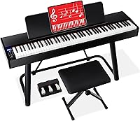 Best Choice Products 88-Key Weighted Digital Piano Full Kit: U-Stand, Stool, Triple Pedals, Cover for All Skill Levels