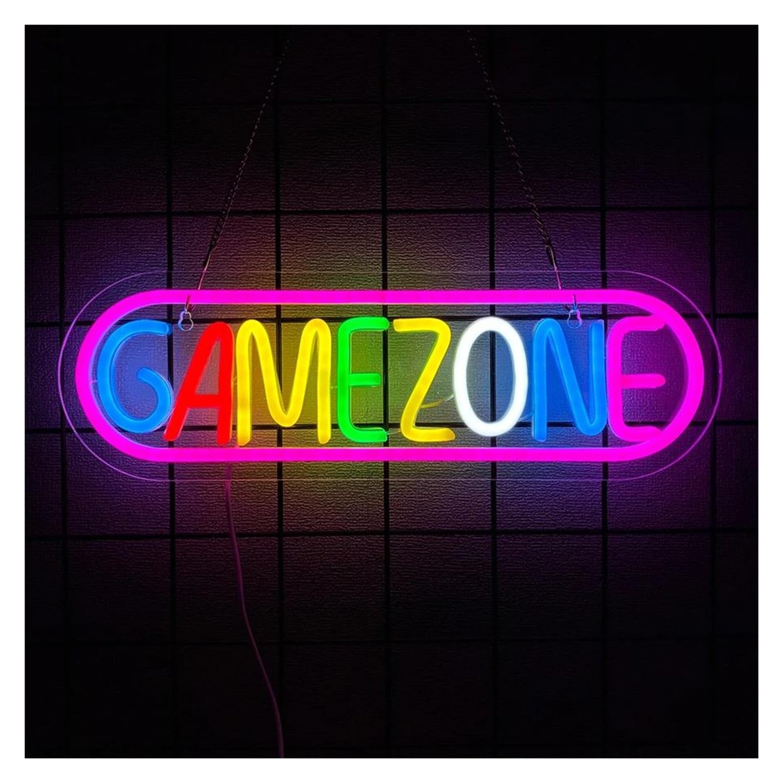 LEMST Sign Lamp Game Zone Neon Sign Color Light for Gamer Room Kid Room Party Pub Bar Birthday Decor Dimmable USB Lamp 40.5cmx13cm