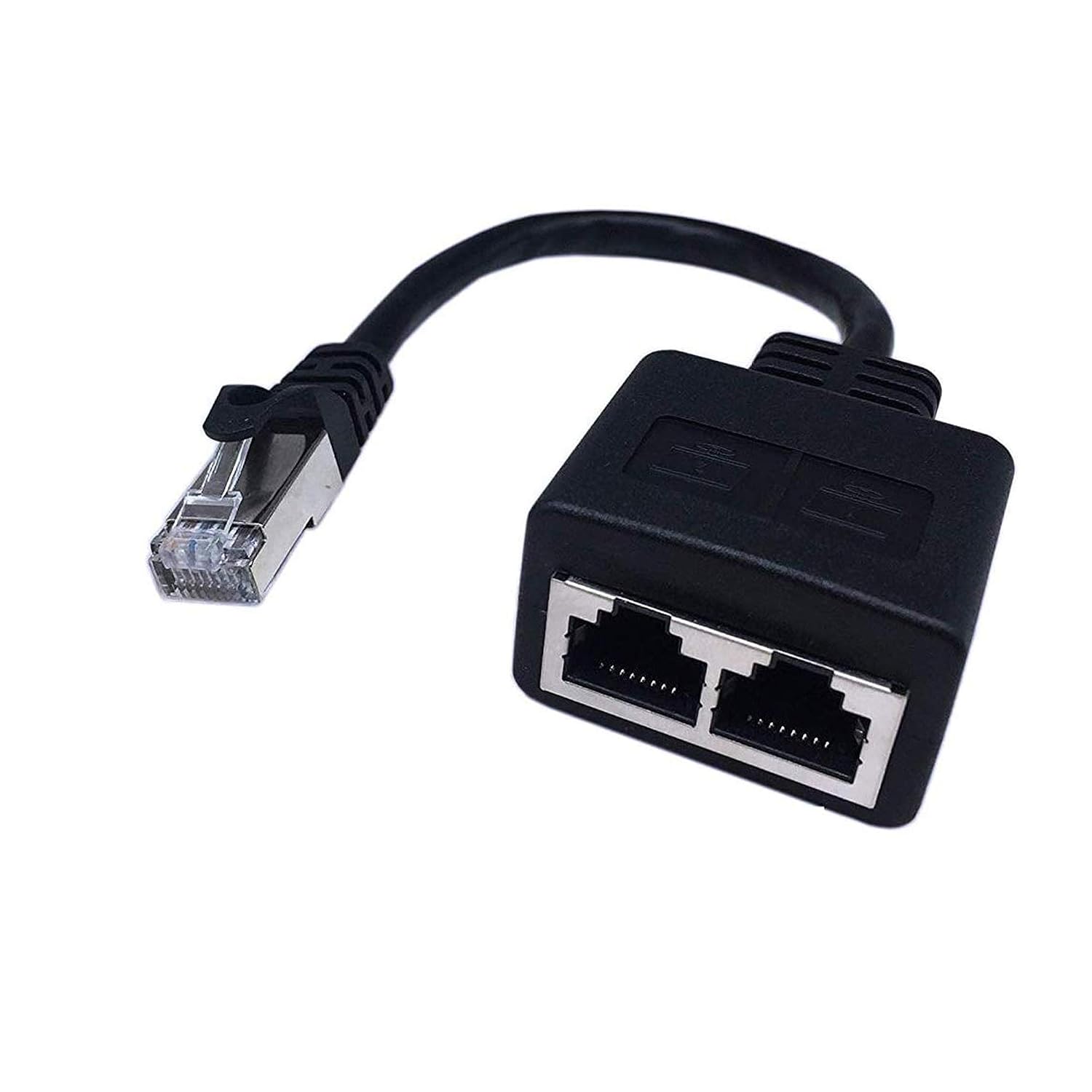 CERRXIAN 20cm RJ45 CAT6 1 Male to 2 Female Socket Port LAN Ethernet Network Splitter Coupler Adapter Cable