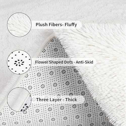 Miniatura 6 de FlyDOIT Alfombras de área grandes de 6 x 9 pies para sala de estar, alfombra peluda color marfil, alfombras peludas de felpa ultra suave, modernas