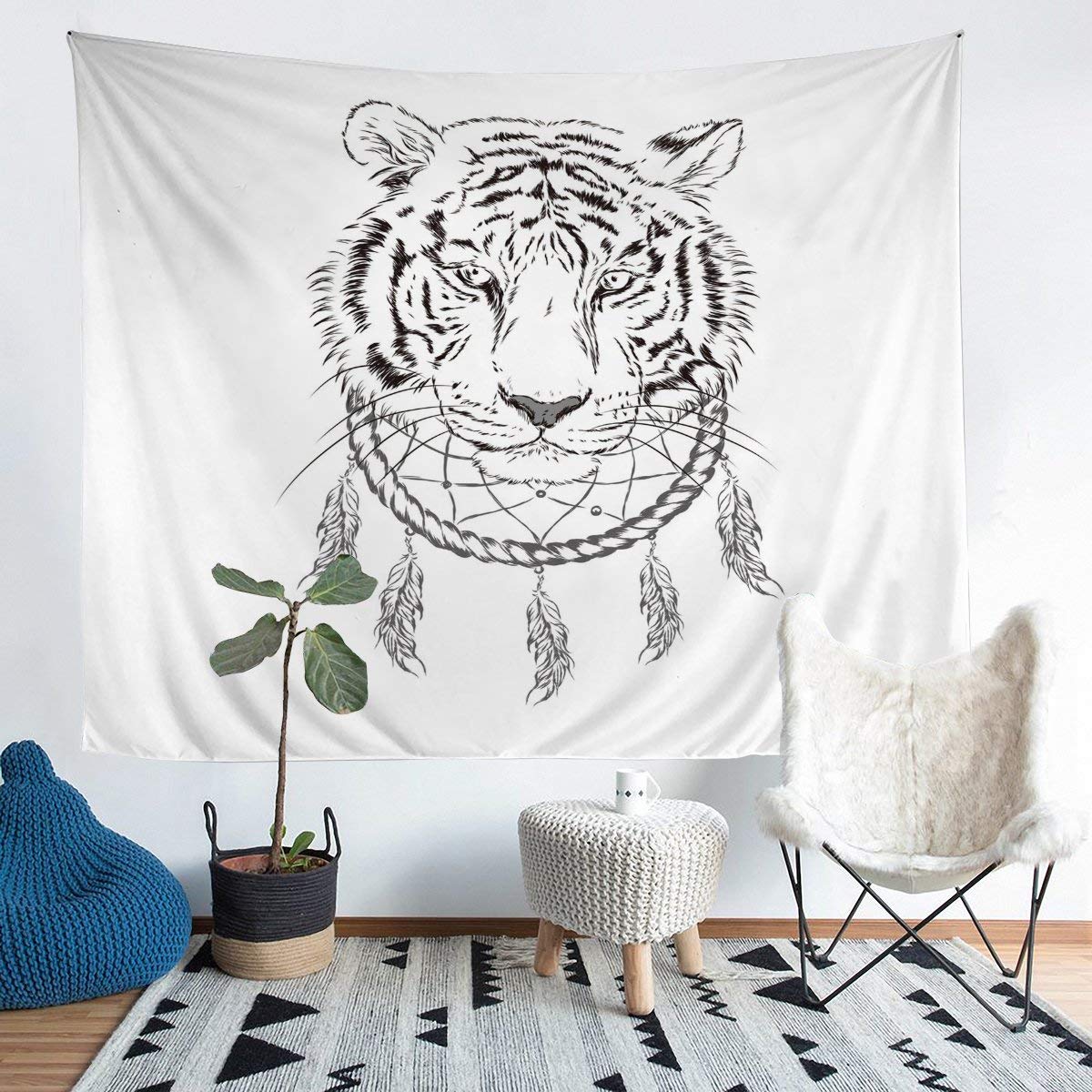 OSVINO Luce nera Mandala Arazzo 150x200CM Psichedelico Arazzo Boho Sfondo Colorato Arredamento della Camera Bohémien Reattivo ai Raggi UV Poster Murali Hippy per Camera da Letto