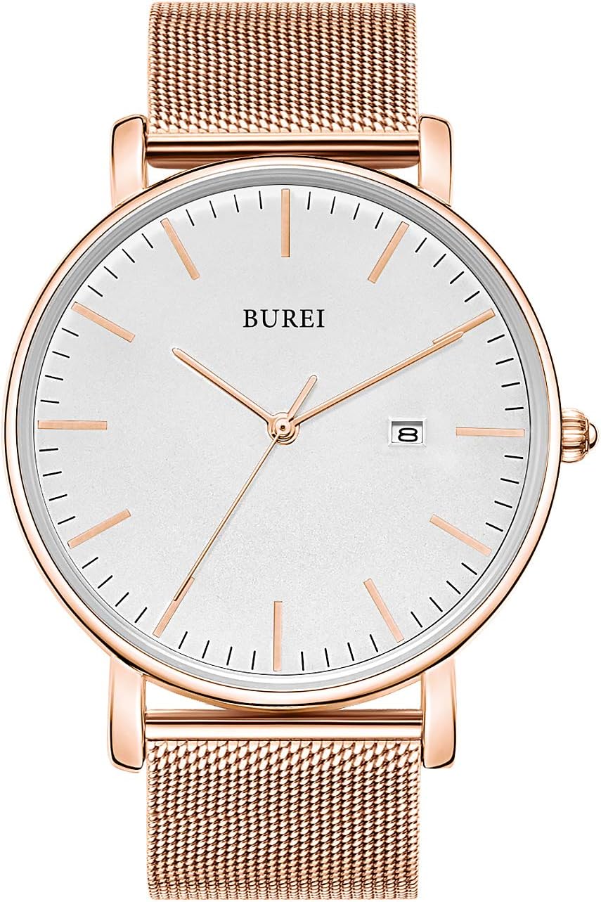 BUREI Men Wrist Watches Fashion Minimalist Analog Quartz
