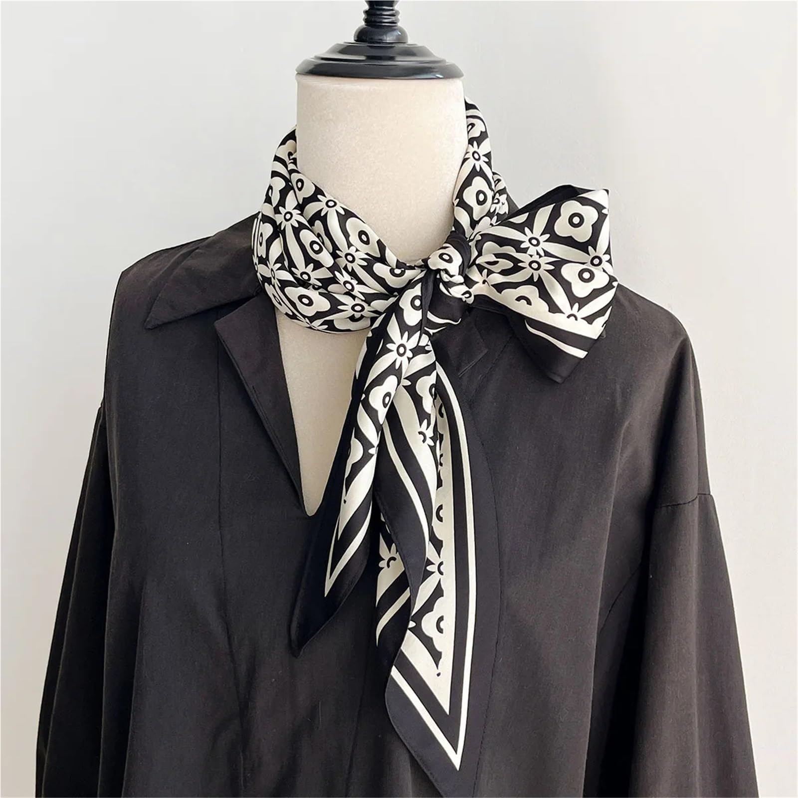 Bufandas, Bufanda Fina con Estampado de Primavera/Verano for Mujer, Transpirable, Seda sintética, for el Cuello(White)