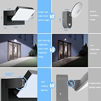 Kingwen 360° Forgatható LED Fali Lámpa 40W 3000lm - Fekete Kültéri-Beltéri Világítás IP65 Vízálló 6000K Hidegfehér Alumínium Modern Dizájn 4