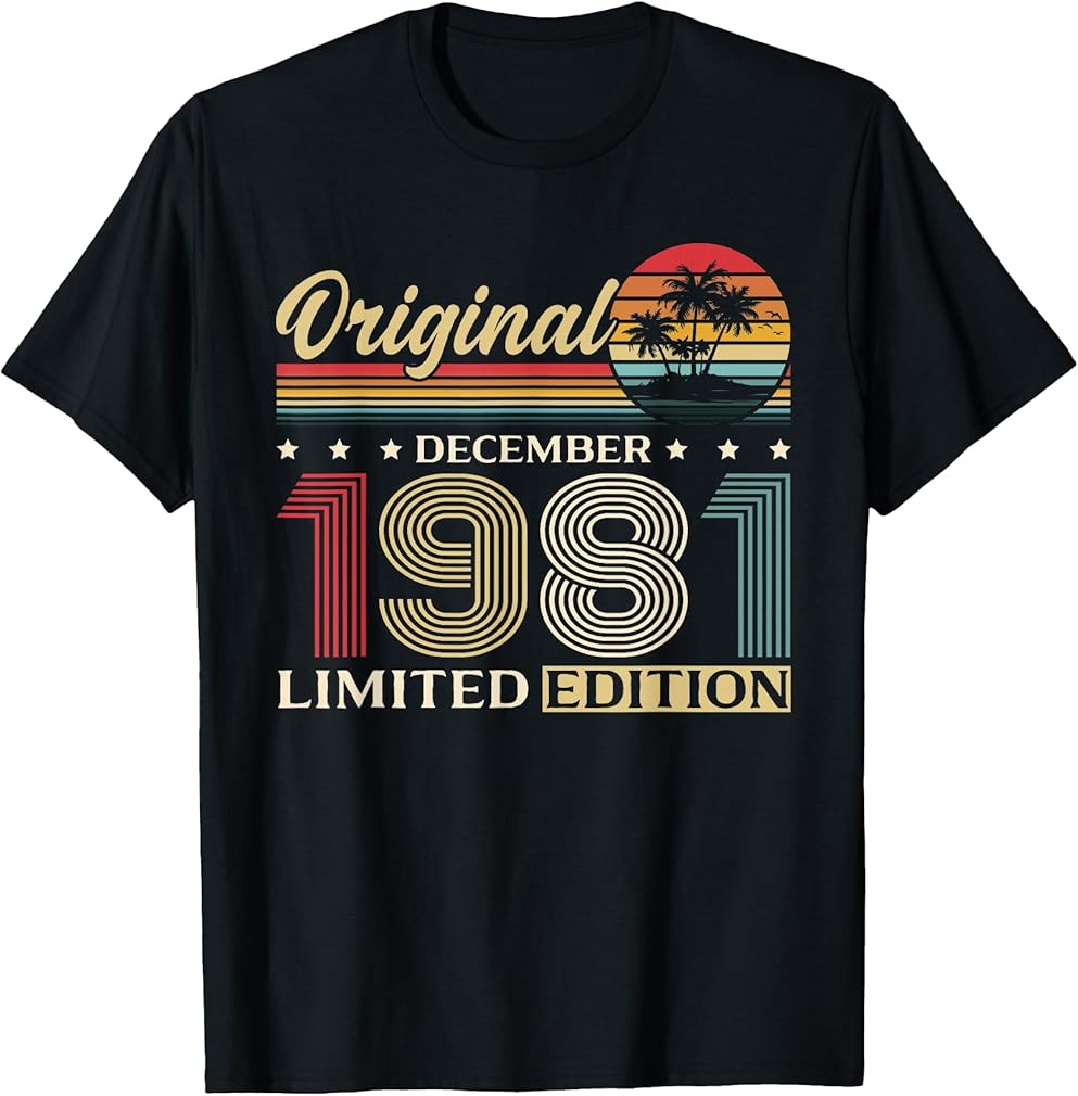 44th Birthday Gift Men Women Original December 1981 T-Shirt