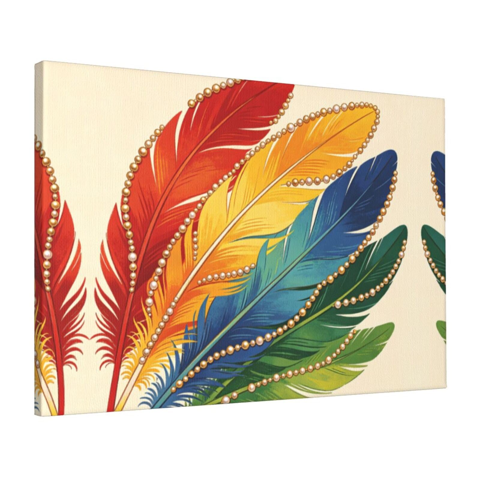 CNTDBU Feather Layer Canvas Wall Art 16x24 Inch-Large Modern Painting Print for Living Room, Framed Ready to Hang Artwork for Bedroom