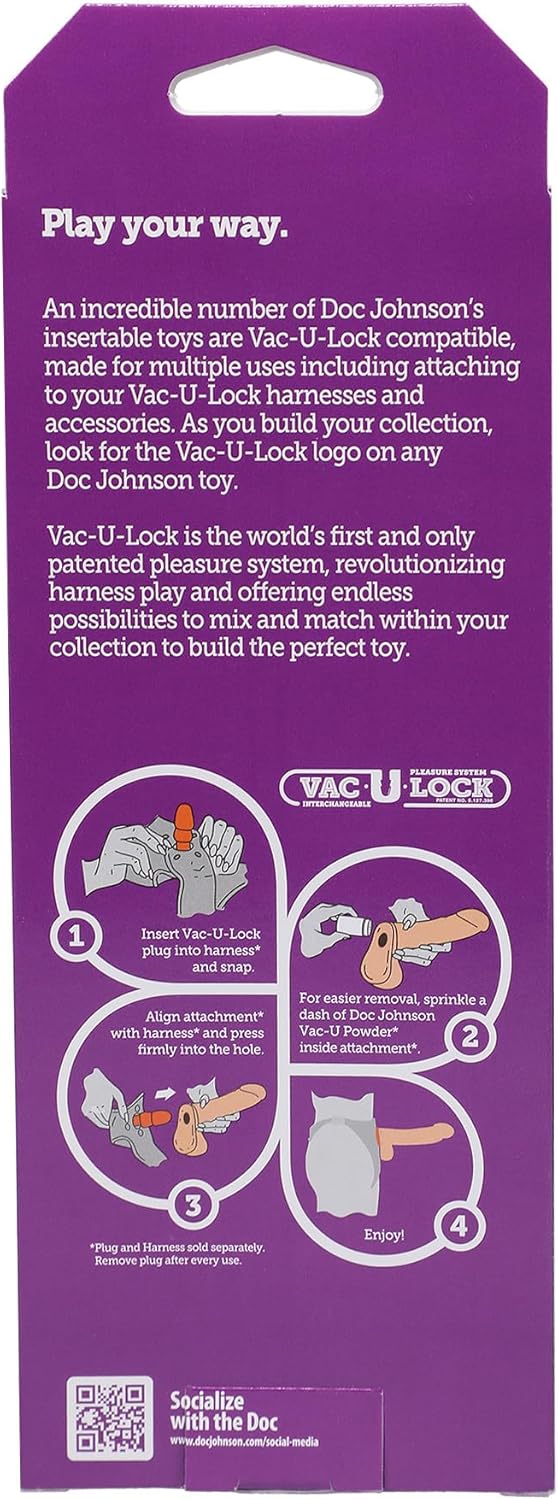 Doc Johnson Vac-U-Lock - The Realistic Dildo - 6 Inch ULTRASKYN - F-Machine and Vac-U-Lock Harness Compatible - for Adults Only, Vanilla