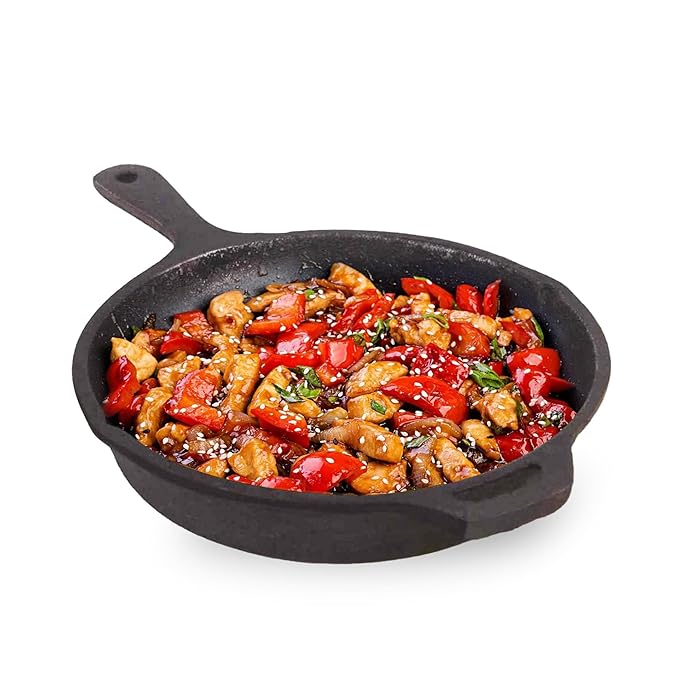Add2cart Smooth cast Iron Fry pan, Medium, 25.4 cm/10 in., 1.7 liters, 2.2 kg; Induction-Friendly; nonstick; pre-Seasoned; 100% Pure and Toxin-Free; Black