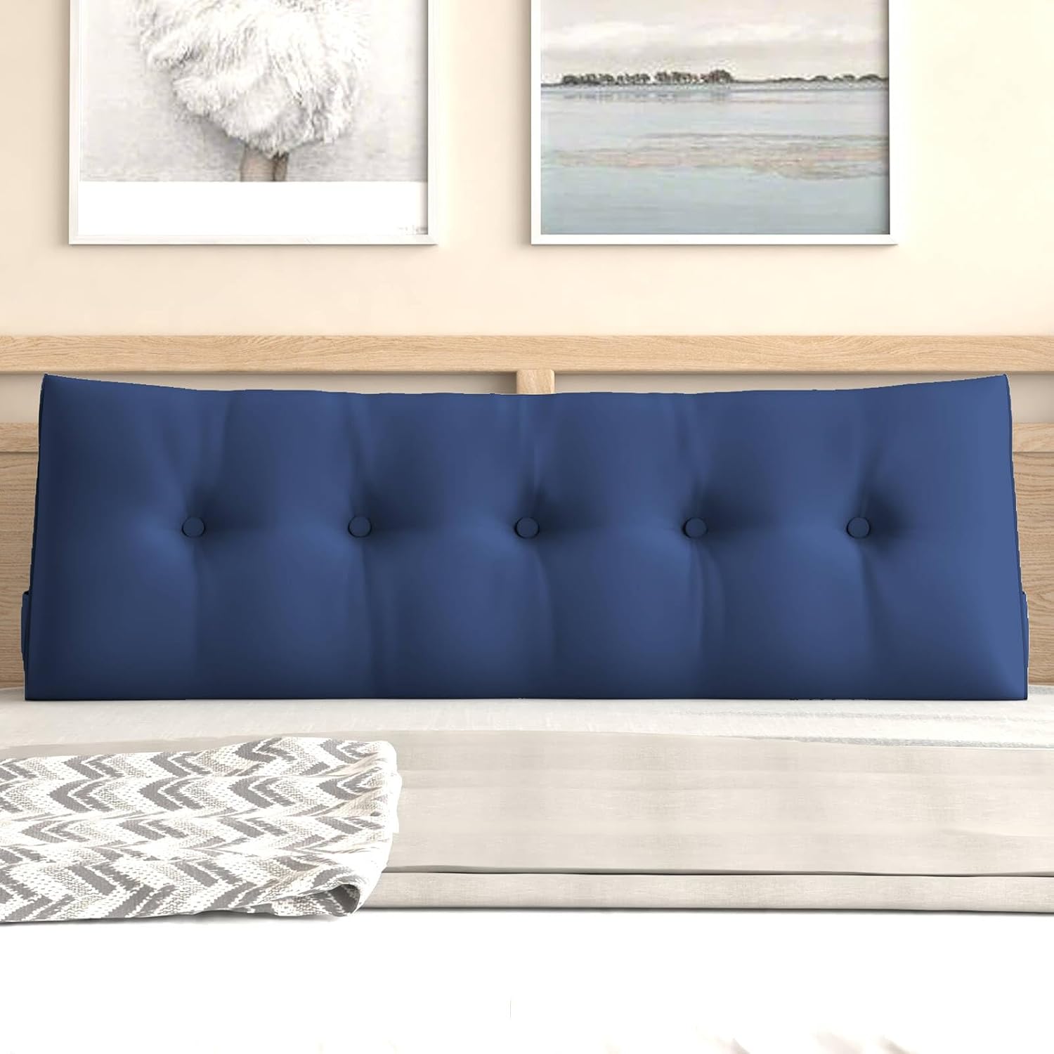 CECER California King Bed Headboard Pillow, Large Triangle Reading Bolster Pillow with Two Side Pockets, Long Wedge Cushion for Bed or Pregnant Woman