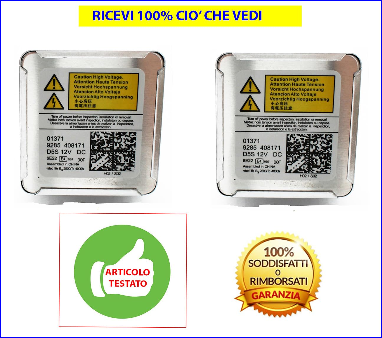 Generico Lampade Xenon D5S 25W 6000K Coppia Lampade COMPATIBILI con 500X dal 2015 in poi - GED5S