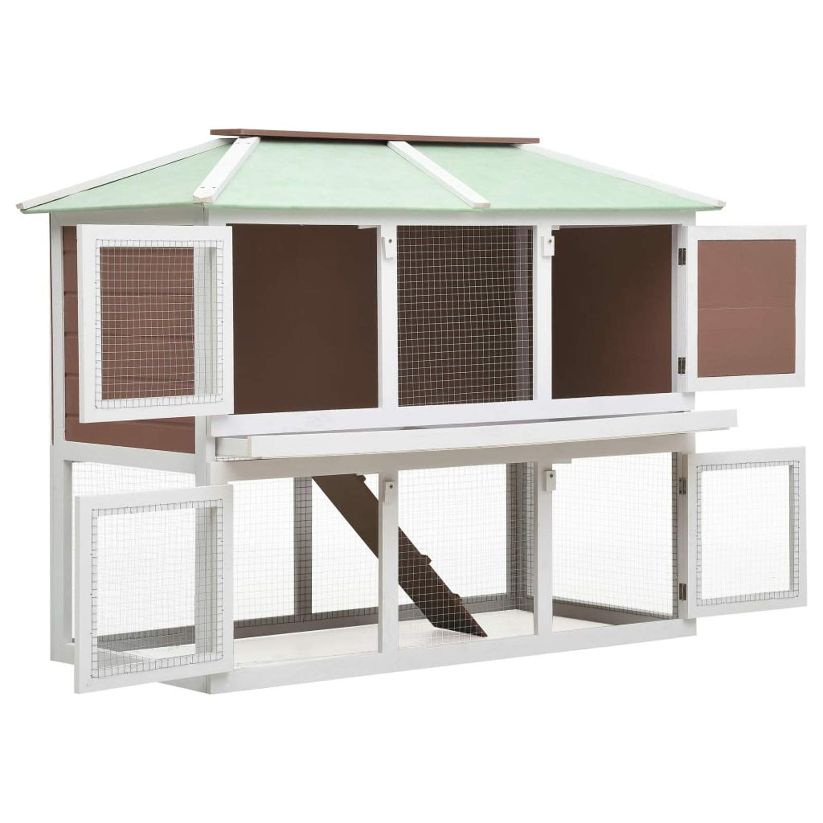 ShGaxin Conejera Jaula de Animales con Doble Piso, Jaula Cobaya, Jaulas para Conejos, Jaula Hamster, Casa Conejo, Casita Conejo, Conejo, de Madera marrón