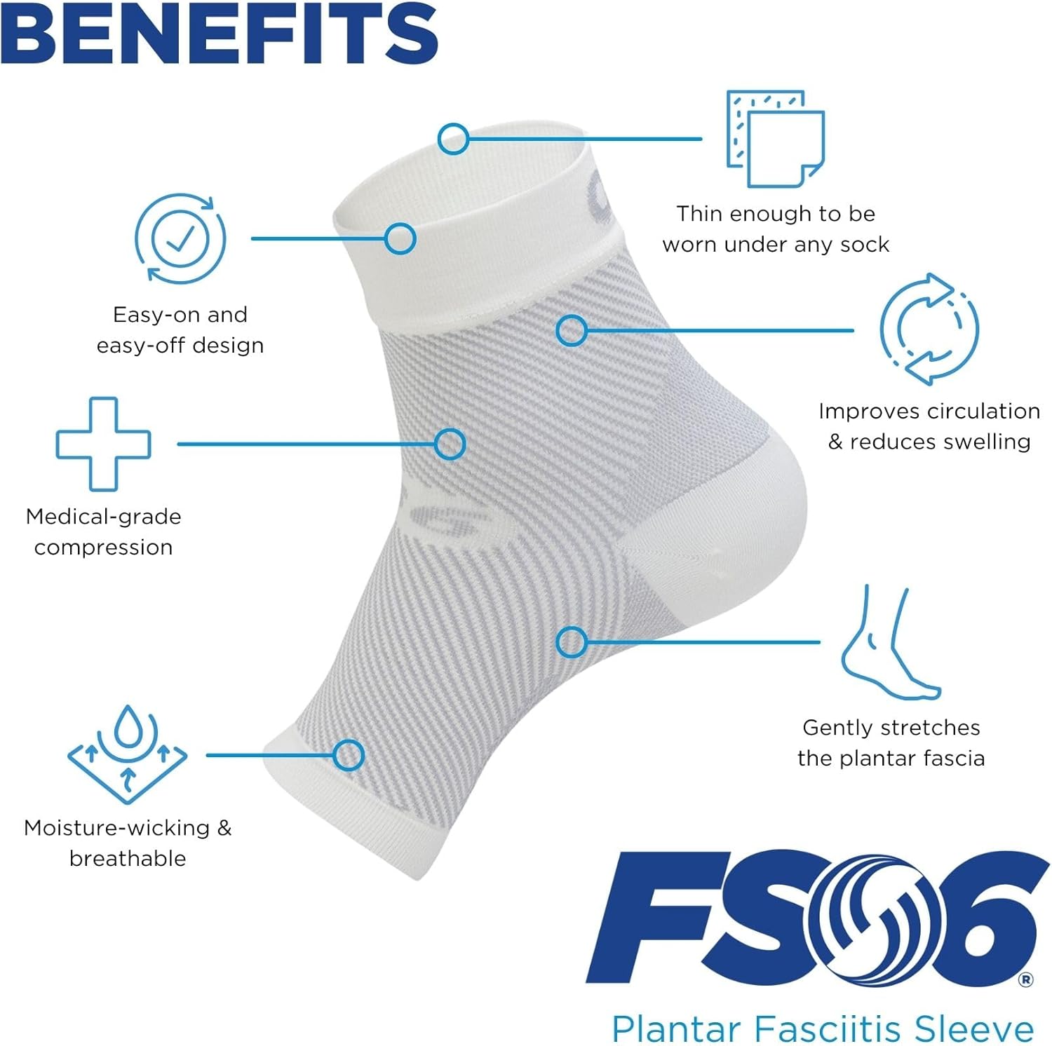 OrthoSleeve FS6 Foot Bracing (Single Sleeve) treats Plantar Fasciitis, Achilles Tendonitis and relieves heel pain in a soft, moisture-wicking fabric - Image 3
