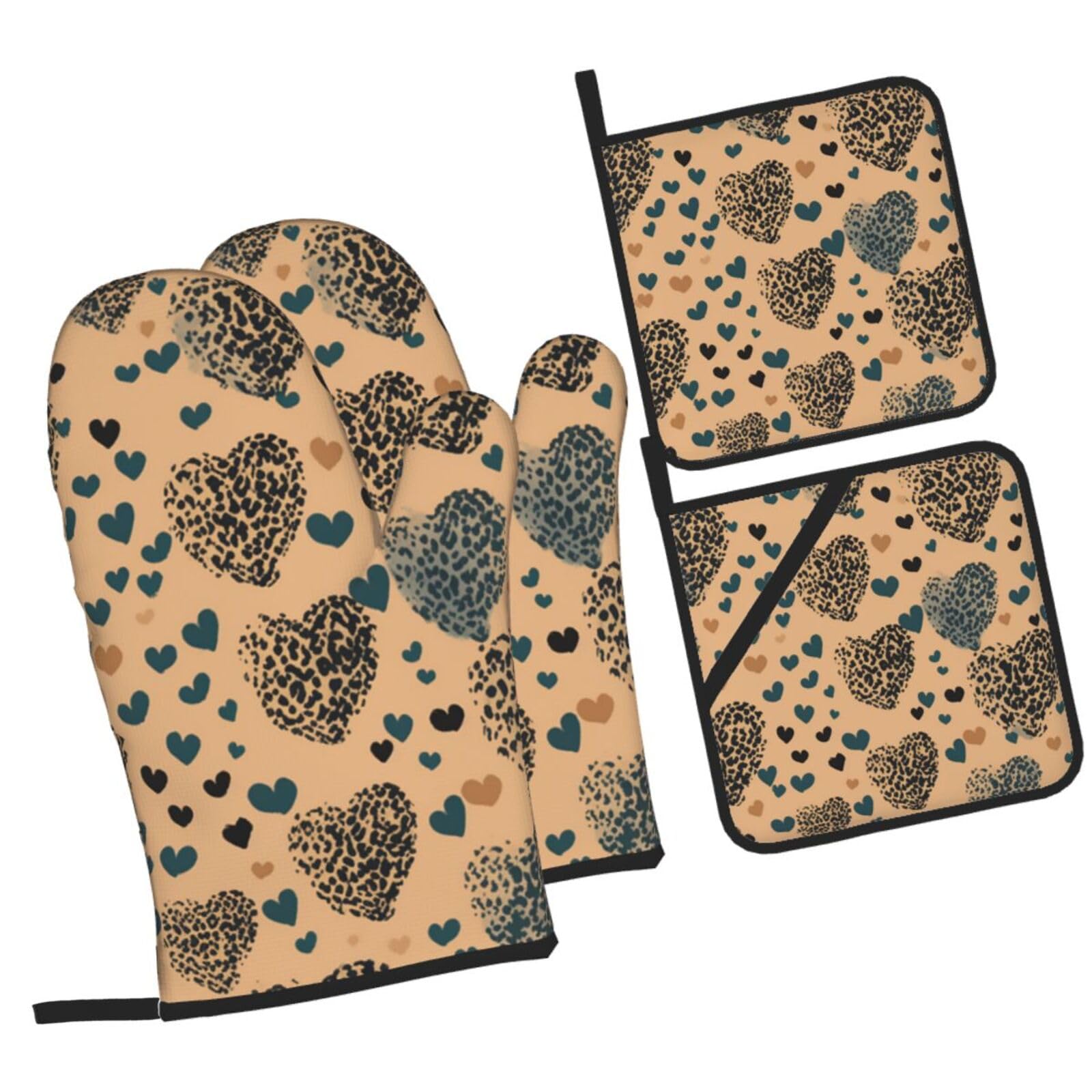Maniques et gants de cuisine motif léopard de qualité supérieure lot de 4