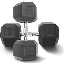 WF Athletic Supply Rubber Coated Solid Steel Cast-Iron Pair Dumbbells, Rubber Hex Dumbbells, Hex Weights Dumbbells for Muscle Toning, Full Body Workout, Home Gym Dumbbells, Pair