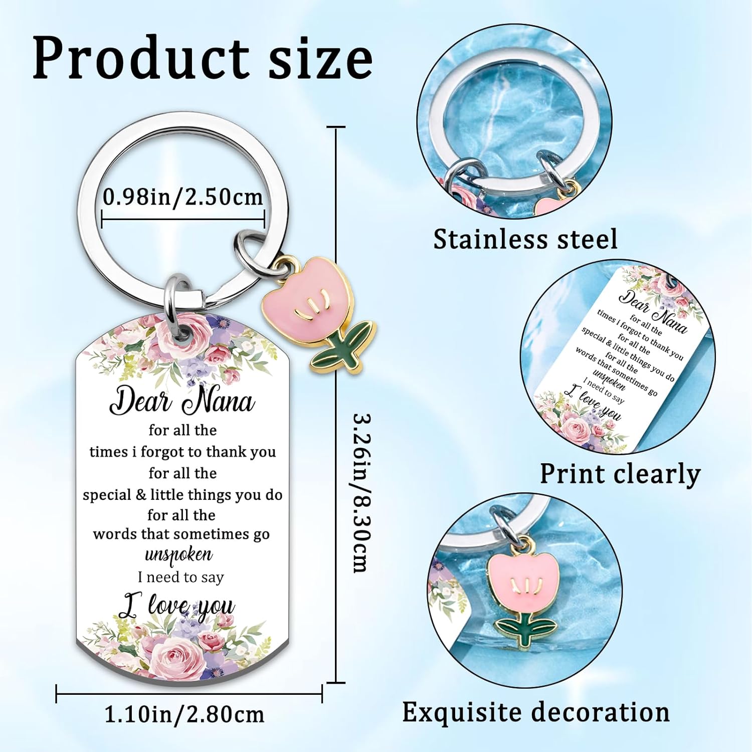 Nana Keychain Nana Gifts From Grandkids Granddaughter Grandson Best Birthday Gift For Grandma Valentines Mothers Day Gift For Grandmother I Love You Grandma - Image 2