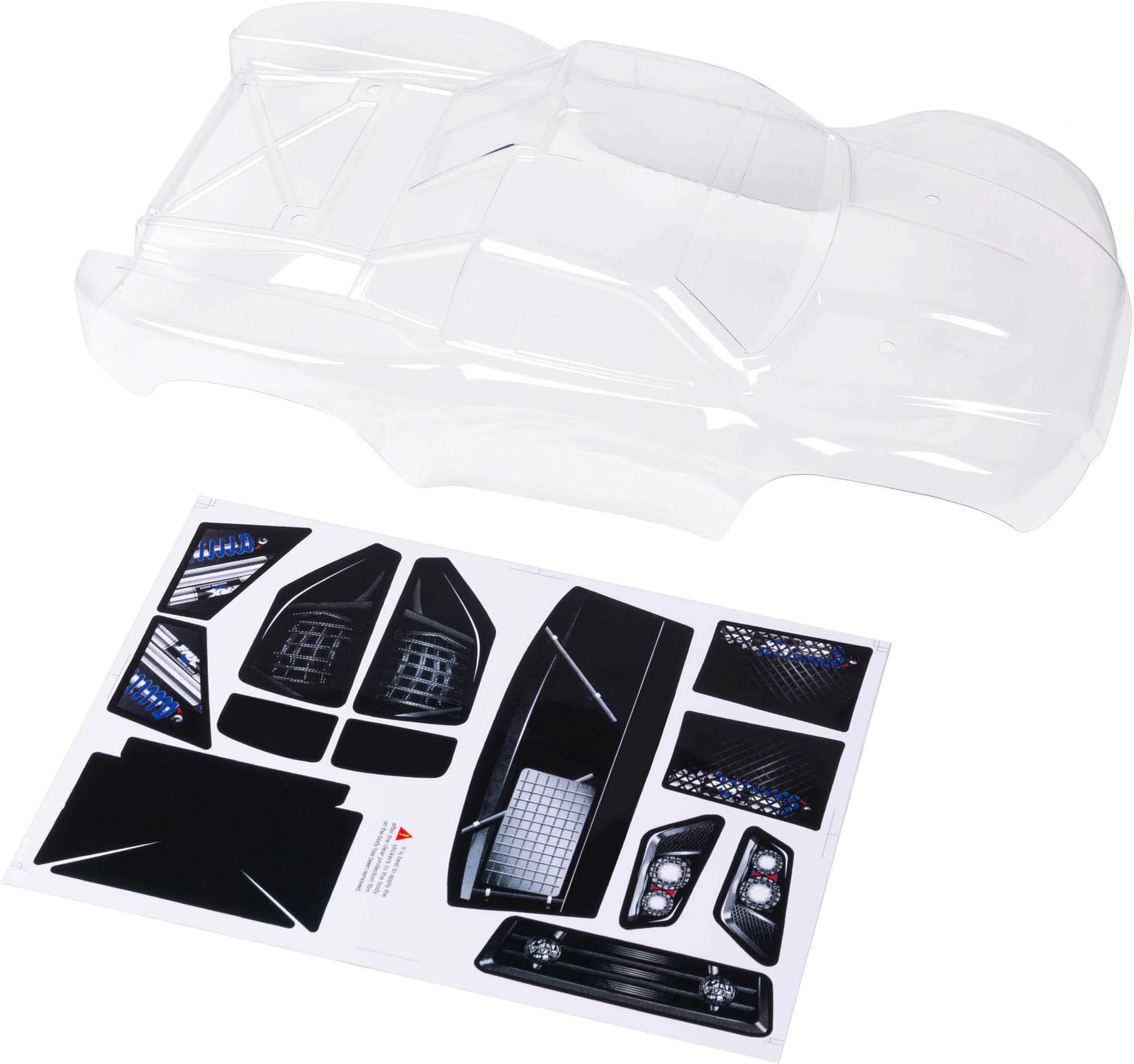 Compatible Custom Body Clear Unpainted with Stickers Replacement for 1/10 Scale RC Car or Truck (Truck not Included) SS-C-02