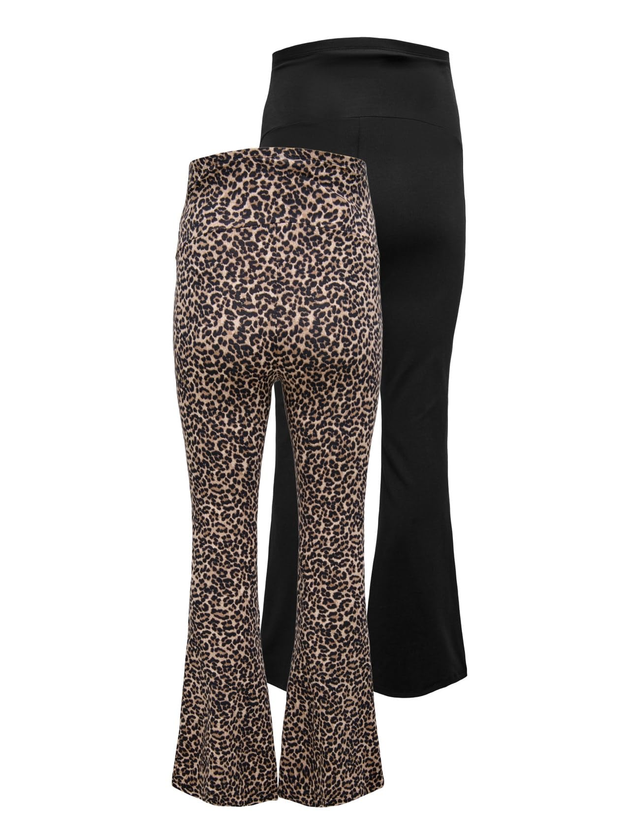 ONLY MATERNITY Olmlovely Leo Flared Pant 2 Pack Noos, Nero, L