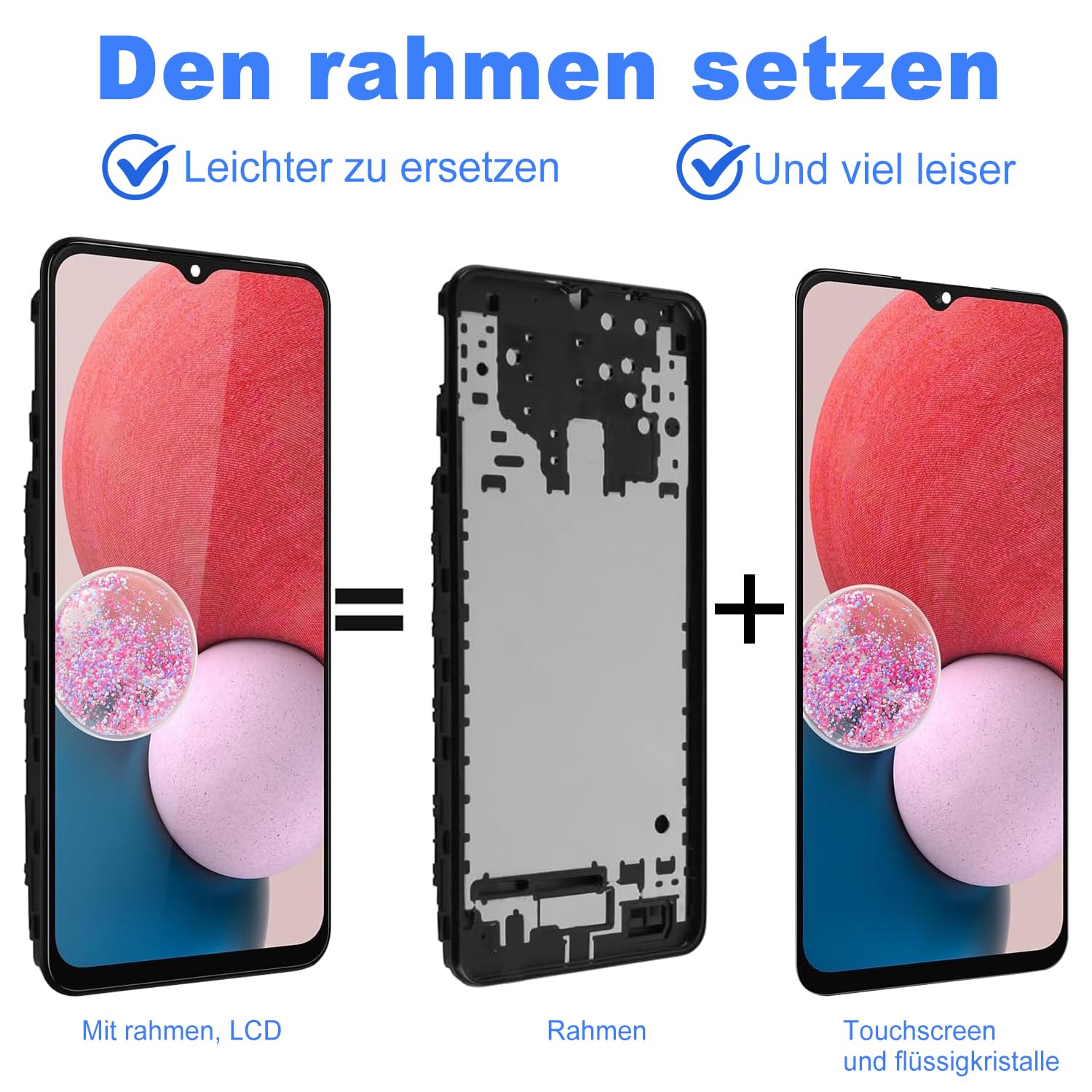 ZOETEC Bildschirmersatz für Samsung Galaxy A13 4G SM-A135F SM-A137F LCD-Display, Touchscreen, Digitizer, komplette Montage mit Rahmen, Reparaturwerkzeug-Set