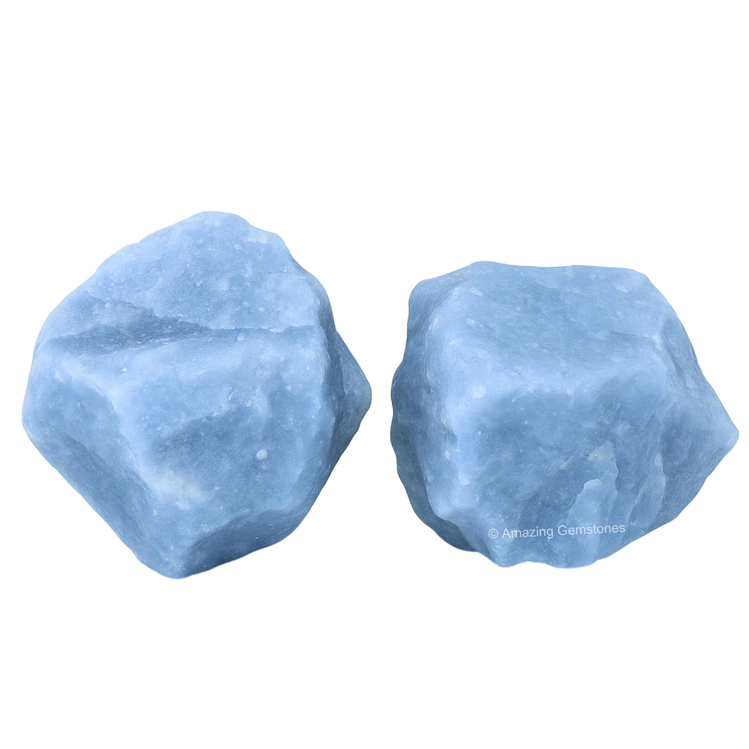 Angelite Raw Crystals and Healing Stones, 2 Pieces | Natural Rocks for Tumbling - DIY Raw Stones and Crystals