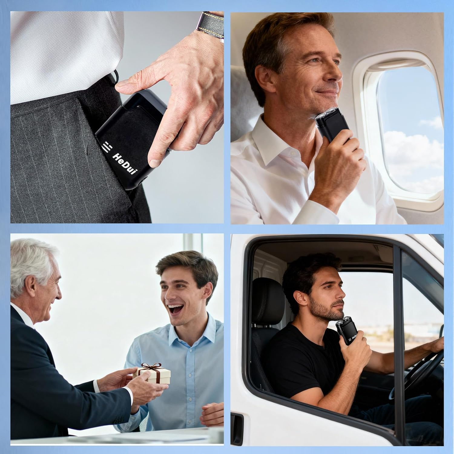 Mini Portable Electric Shaver for Men Double Head Travel Razor USB-C Rechargeable 2 Pack Black Travel Shaver for Men Dry Shave Detachable Head Washable Razor Easy Cleaning Send to Parents Boyfriend - Image 7