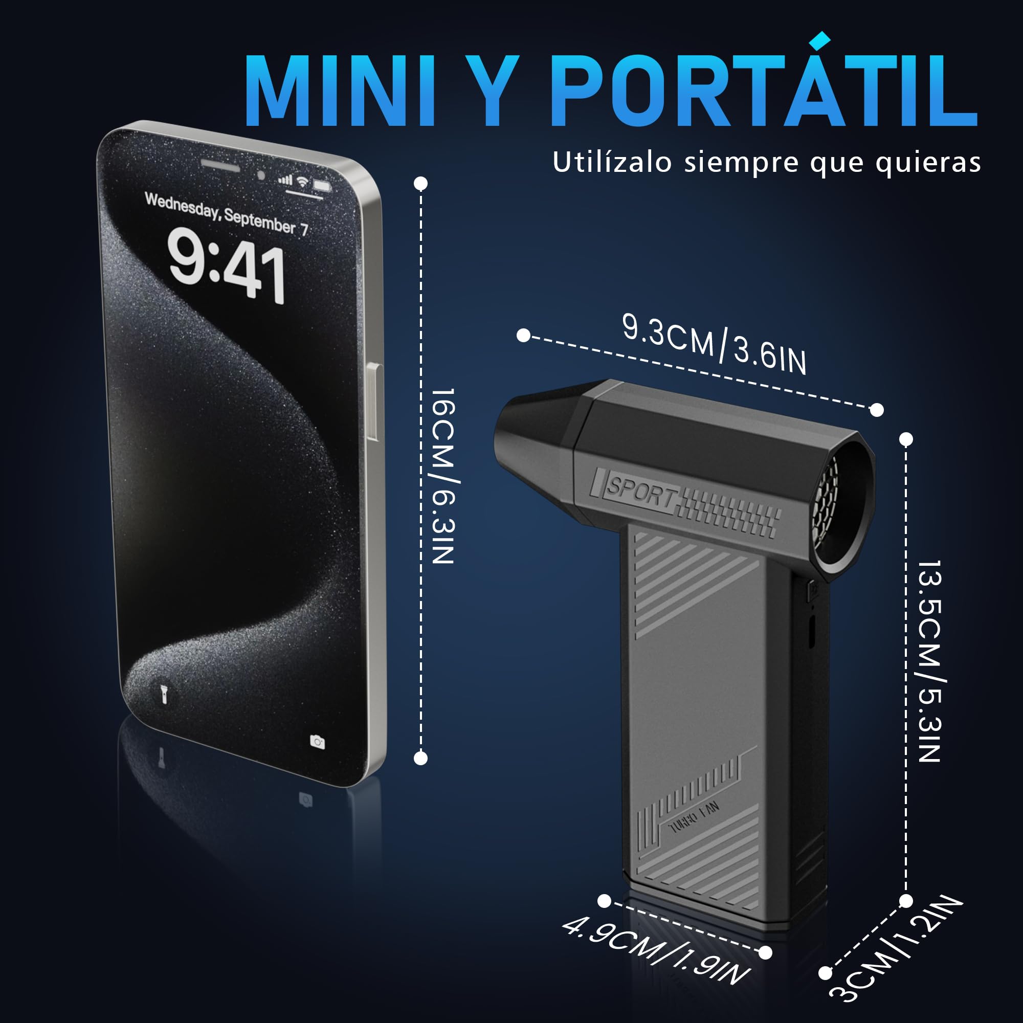 MJY 180000Rpm 85m/s 230g Soplador de polvo eléctrico, Aire comprimido 7600 mAh batería de 4 marchas ajustable con linterna LED para coche de coche, PC, Dispositivos electrónicos juego de limpieza para