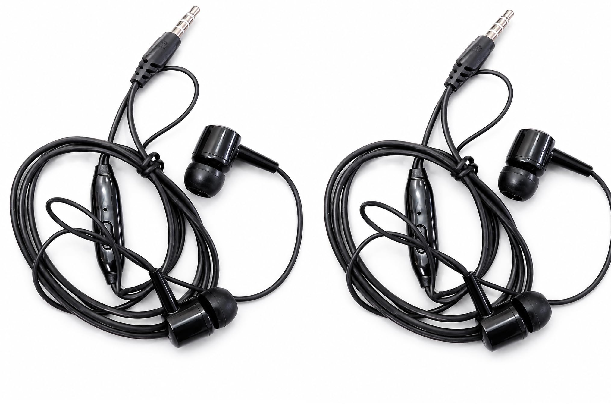 R.R.COLLECTION Black Wired Earphones with 3.5mm Jack in-line Mic Control for Clear Calling & Music, Comfort Fit Wired Ear Phones,Compatibility with All Mobiles (Pack of 2)-image-0