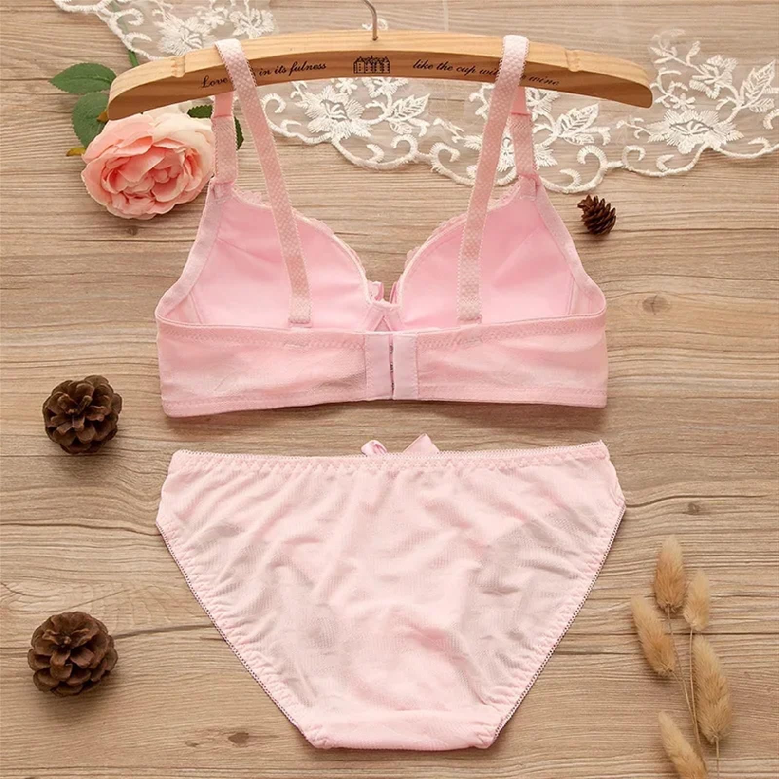 Bragas Braguitas Tangas Conjunto de sujetador de encaje sexy for mujer, sujetador fino, bragas, lencería ajustable, sujetador liso, cintura baja, ropa interior deportiva sin costuras(Yellow,85A)