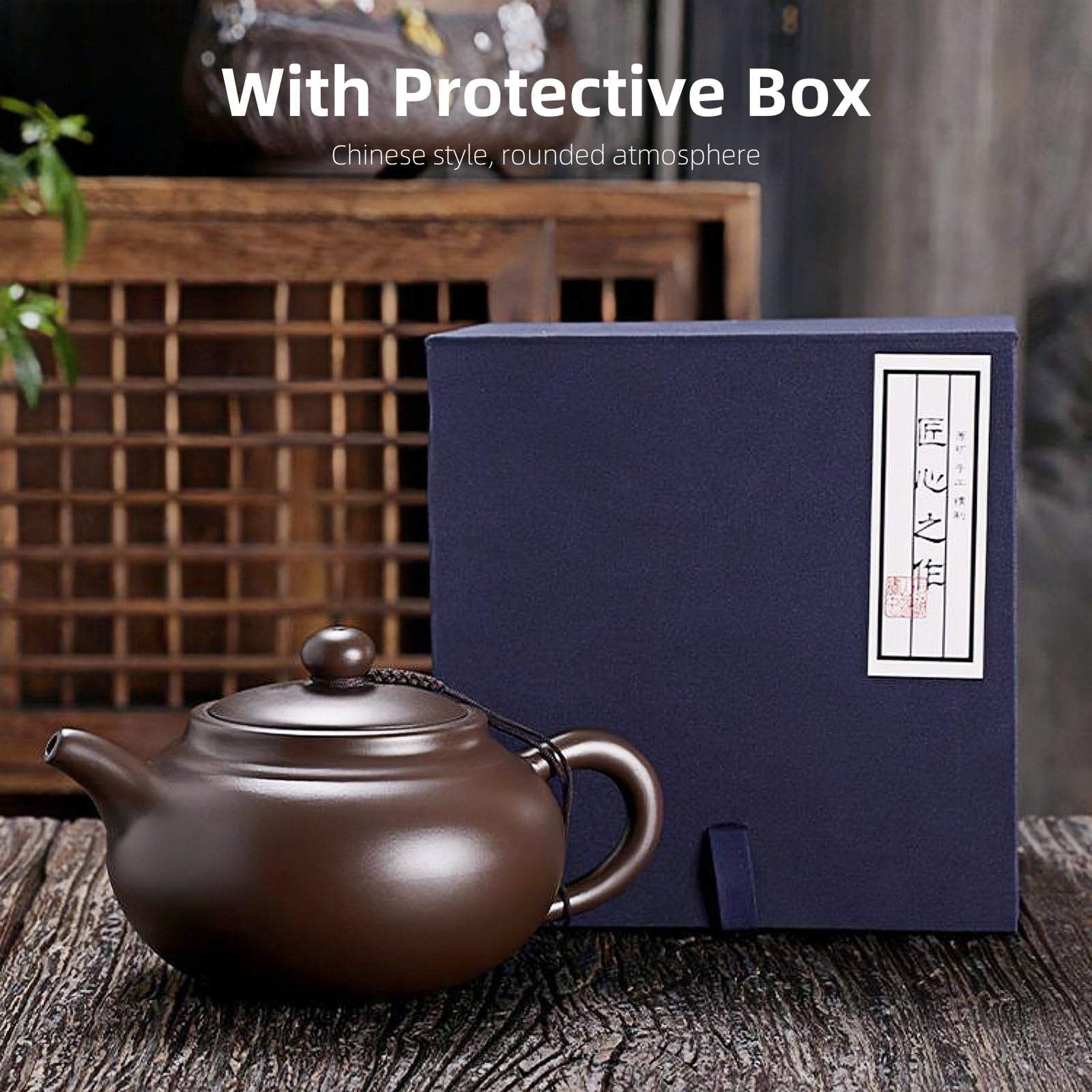 Cinese Teiera in Argilla Viola, Yixing Zisha Teiere con Scatola, Tradizionale Kung Fu Pentola da Tè in Terracotta Fatta a Mano, 400 ML, Zini