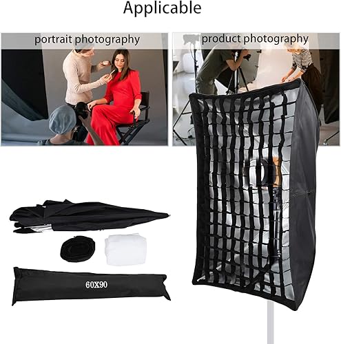 Miniatura 9 de Difusor de softbox para paraguas, 23.6 x 35.4 in, de nailon, rectangular, con rejilla, tela suave, estudio al aire libre, equipo de fotografía, para