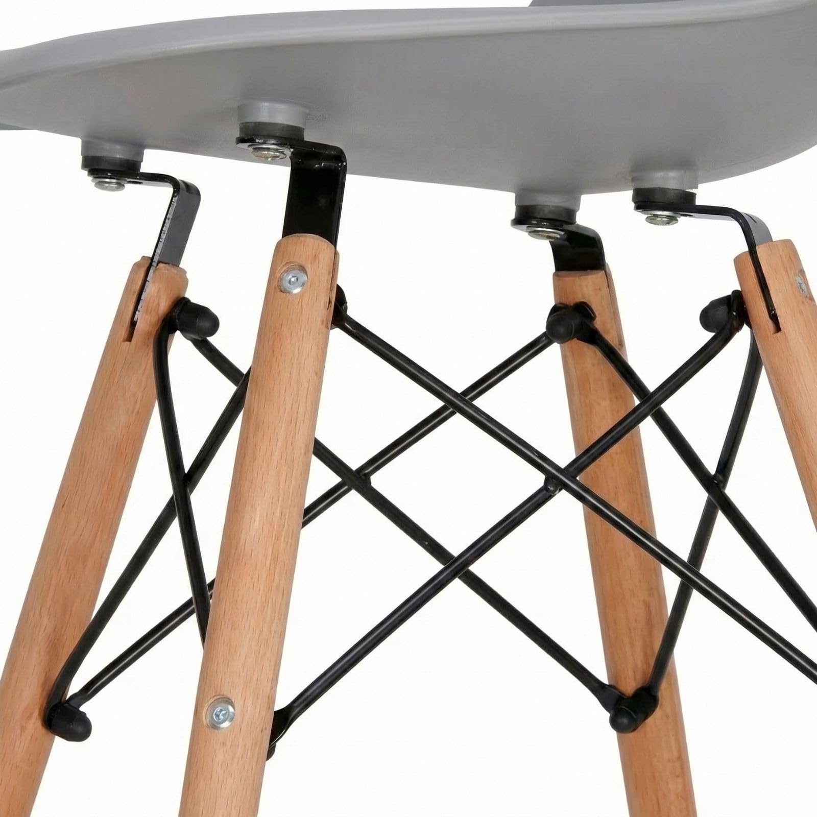 DASCK Pack 4 Sillas Nordicas de Comedor Estilo Escandinavo | Patas Haya Natural | Polipropileno Ergonomico | Carga 120 kg por Silla (Gris)