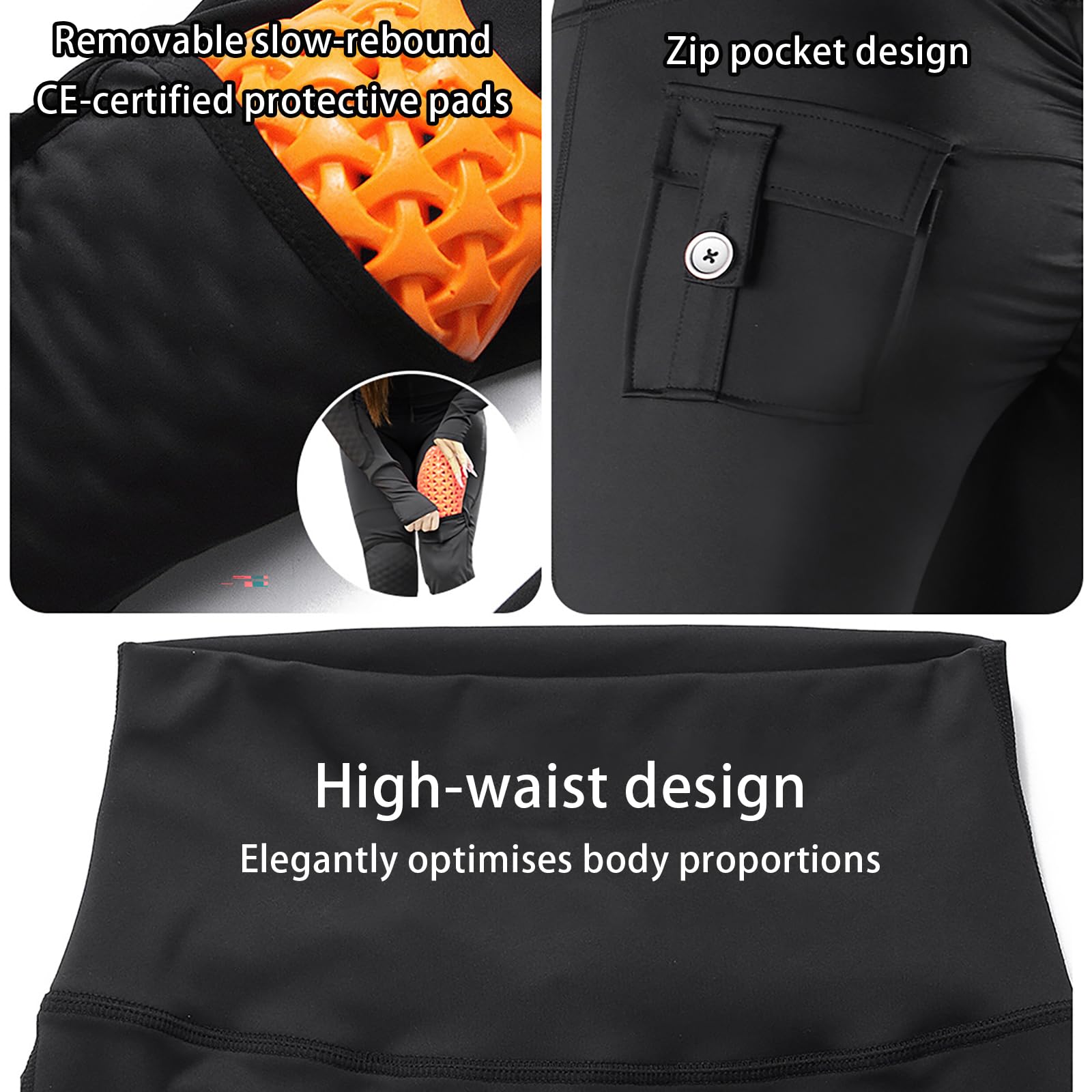 ARMAAN Leggings De Moto Femme Avec Protections Genoux CE Amovibles, Pantalon Moto Thermique Doublé Polaire Taille Haute Coupe Slim Pour Scooter Touring Automne Hiver,Black-S