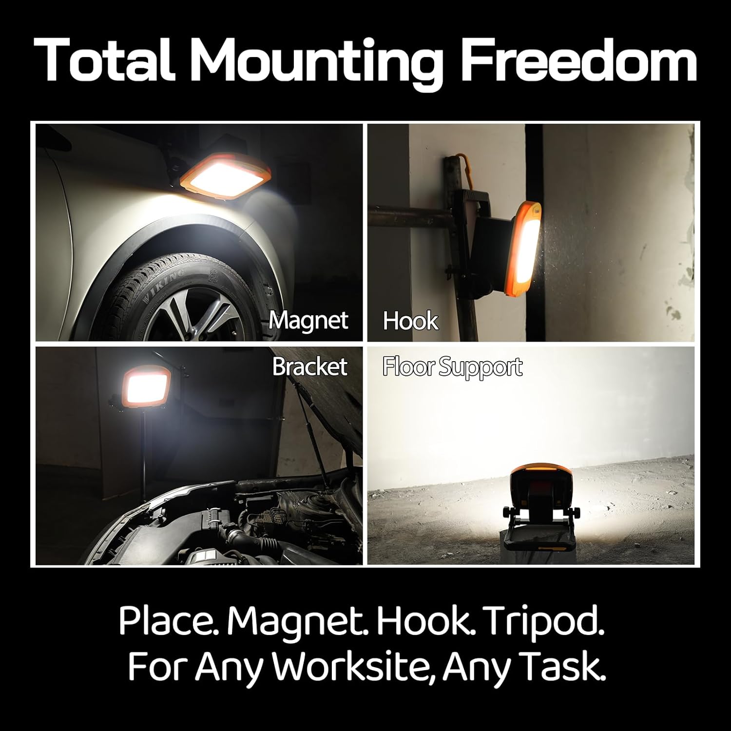 7000LM 45W Waterproof Cordless LED Work Flood Light, Compatible for Dewalt Makita 20V Milwaukee 18V m18 Rechargeable Lithium Tool Battery,Portabale for Construction Jobsite