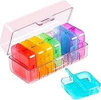 Vista 9 de Zoksi Organizador de pastillas 2 veces al día, pastillero semanal de 7 días, organizador de píldoras diario Am Pm con apertura grande de doble cara