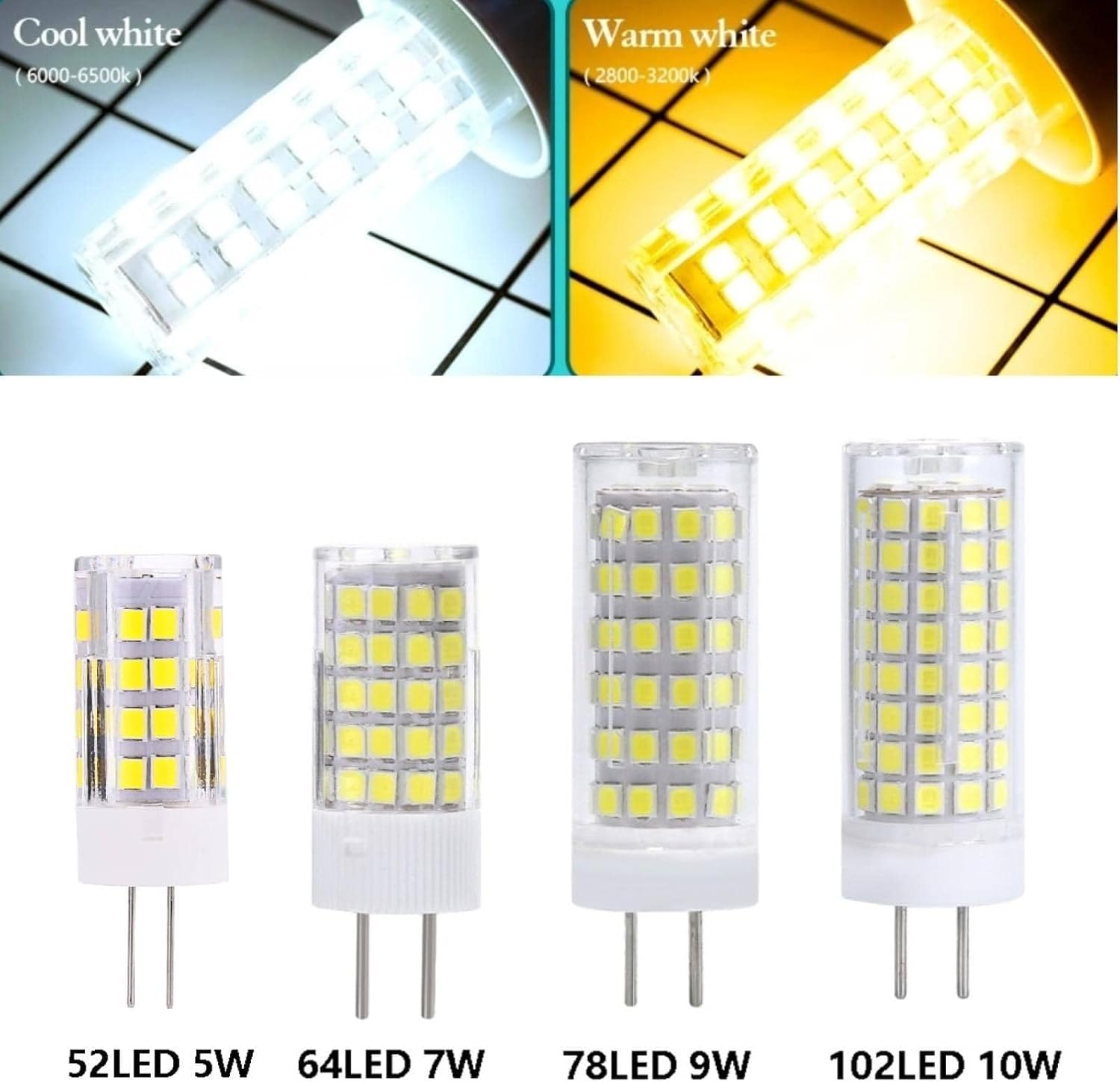 G4 LED 2835 SMD Dimmable Ceramic Corn Lamp - 64 Beads 7W/102 Beads 10W, 110V/220V, Warm/Cool White 110V Cool White 64 Beads 7W -5PCS