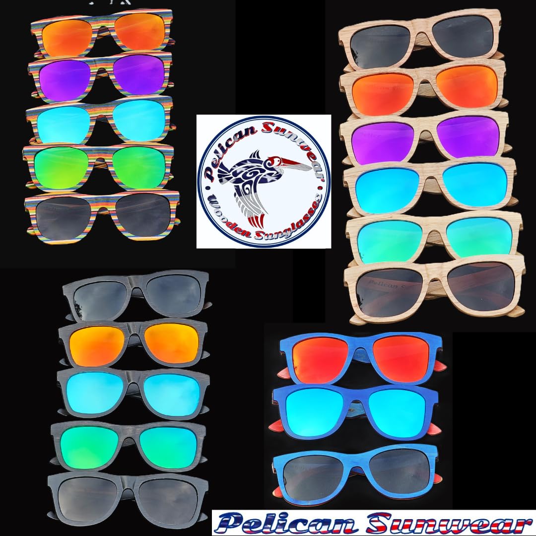 Gafas de sol de madera | Polarizadas | Marco de madera vintage | 100% protección UVA/UVB | Funda de bambú | Hombres y mujeres, Marco de madera natural 6