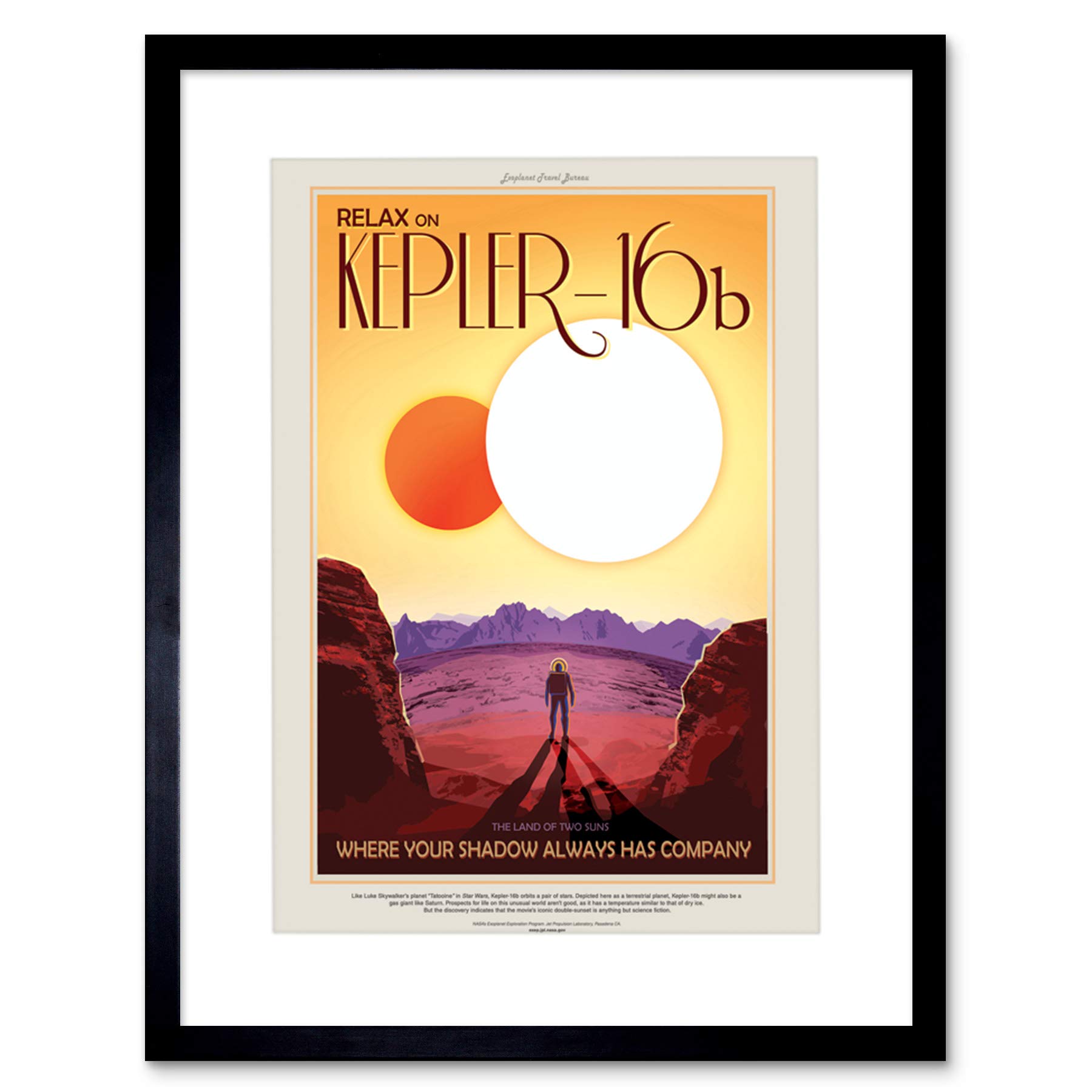 Wee Blue Coo NASA Poster Space Travel Advert KEPLER-16B 9x7 '' Framed Art Print