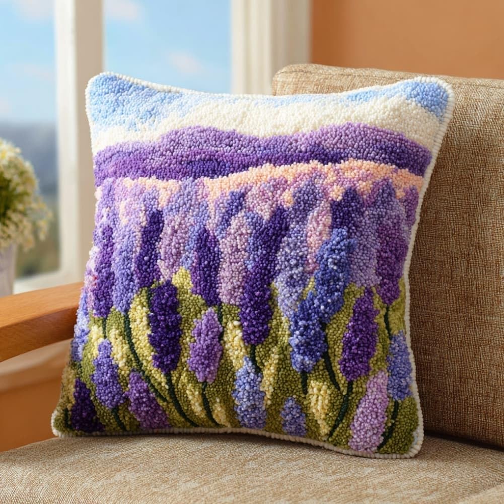 Taxpy Latch Hook Cushion Kits Lavender 17X17 Inch